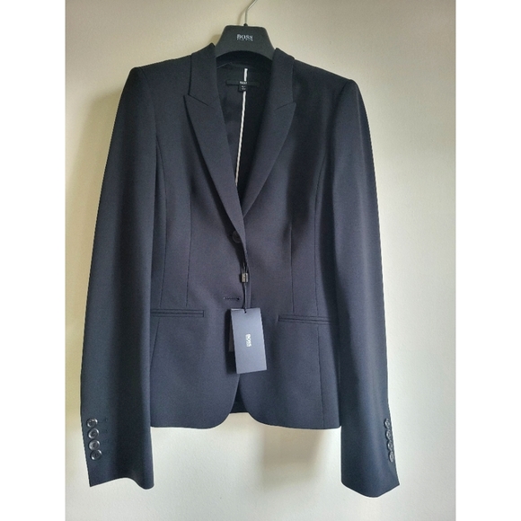 Brand New Hugo Boss Women's Jannami Blazer, Stretch Wool, Black, Size 0 - Picture 1 of 4